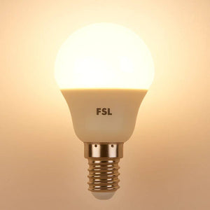 Lampada led sfera fsl 7,5w e14 luce calda 3000k classe energetica f