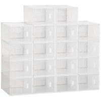 Mobile Scarpiera Rettangolare in Plastica PP, 18 Box 25x35x19 cm per Scarpe max 43 EU, Vestiti e Libri