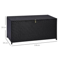 Baule da Esterno da 284L con Pistone a Gas, Rattan PE e Acciaio, 118x54x59 cm, Marrone Scuro