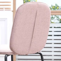 Set di 2 Sedie da Pranzo in Tessuto Imbottite e Impilabili con Gambe in Acciaio, Rosa