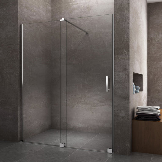 Porta Per Nicchia Tipo Walk In Scorrevole H 200 Telaio Cromato Reversibile Cm.150 Regolabile 146-150 cm