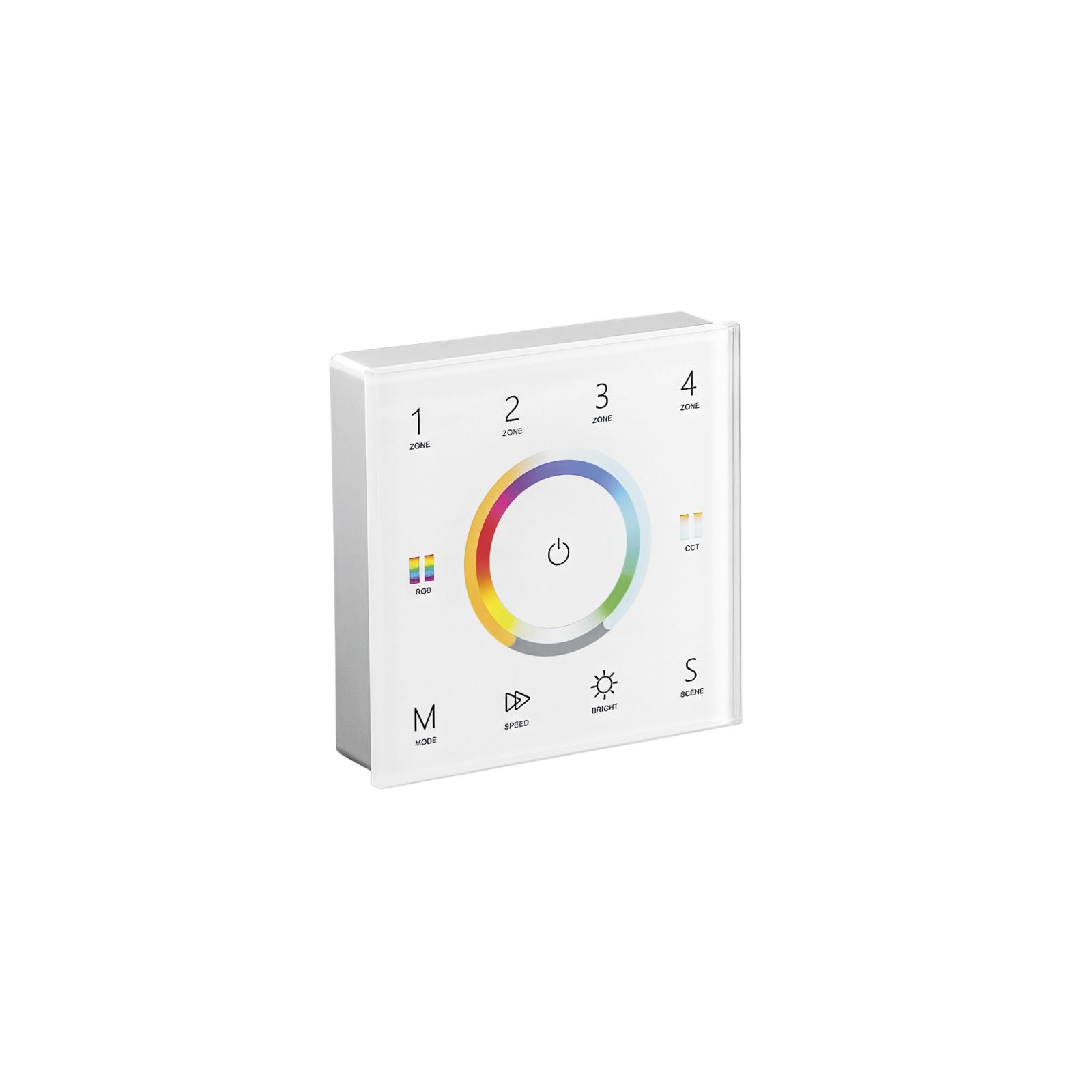 WALLPAD RF 2,4G CONTROLLO RGB E RGBW E RGB+CCT 4 ZONE 5 CANALI 8,6X8,6X3,6CM