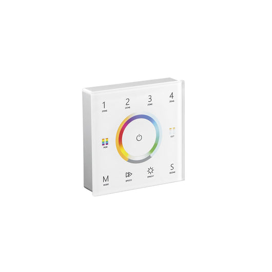 WALLPAD RF 2,4G CONTROLLO RGB E RGBW E RGB+CCT 4 ZONE 5 CANALI 8,6X8,6X3,6CM