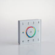 WALLPAD RF 2,4G CONTROLLO RGB E RGBW E RGB+CCT 4 ZONE 5 CANALI 8,6X8,6X3,6CM
