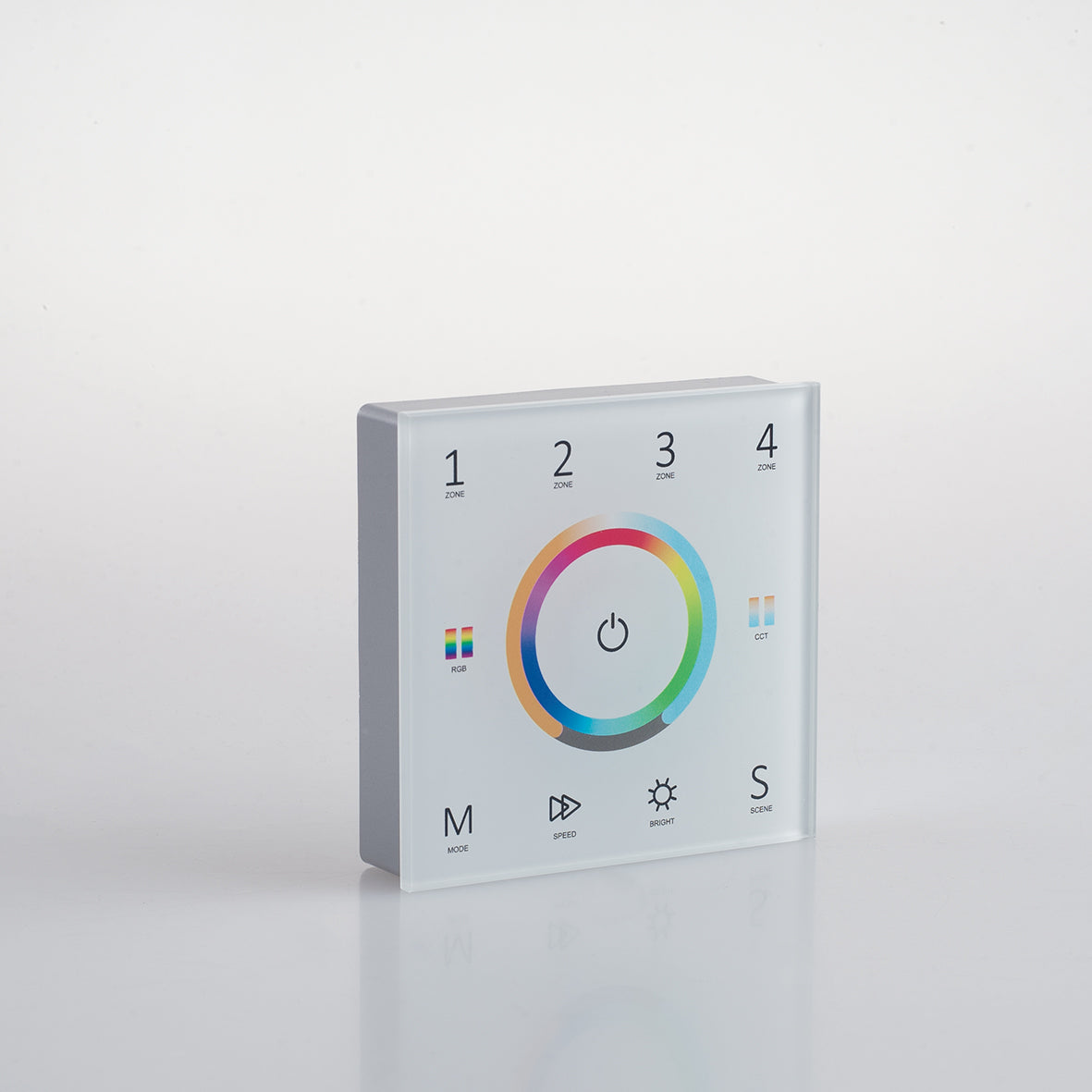 WALLPAD RF 2,4G CONTROLLO RGB E RGBW E RGB+CCT 4 ZONE 5 CANALI 8,6X8,6X3,6CM