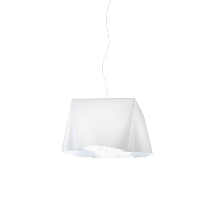 Sospensione Moderna Wanda Polilux ® Bianco E Metallo Cromo 1 Luce E27 D45Cm