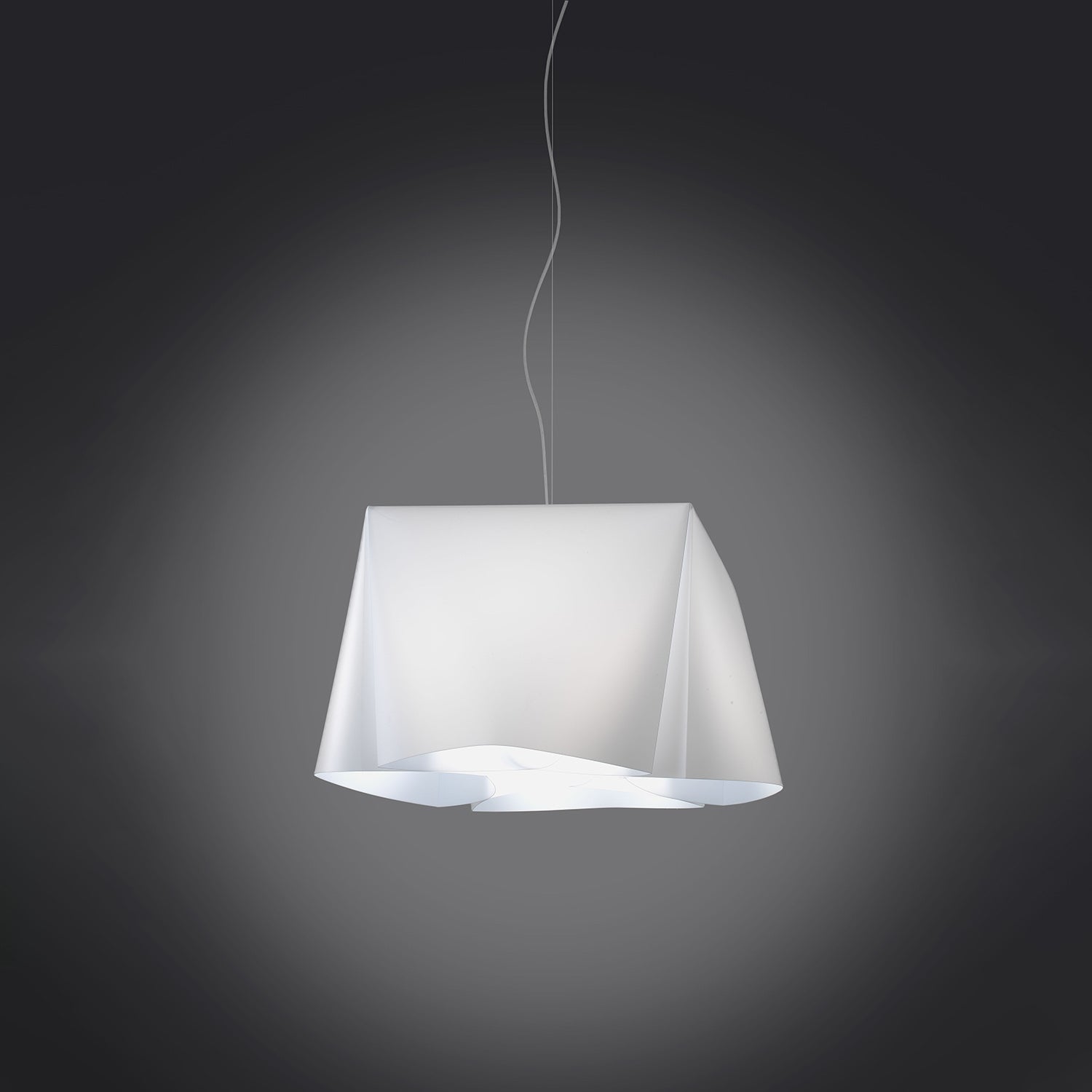 Sospensione Moderna Wanda Polilux ® Bianco E Metallo Cromo 1 Luce E27 D45Cm