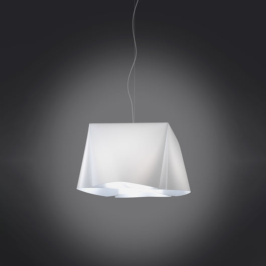 Sospensione Moderna Wanda Polilux ® Bianco E Metallo Cromo 1 Luce E27 D45Cm