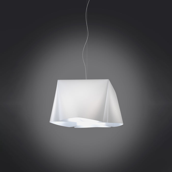 Sospensione Moderna Wanda Polilux ® Bianco E Metallo Cromo 1 Luce E27 D45Cm