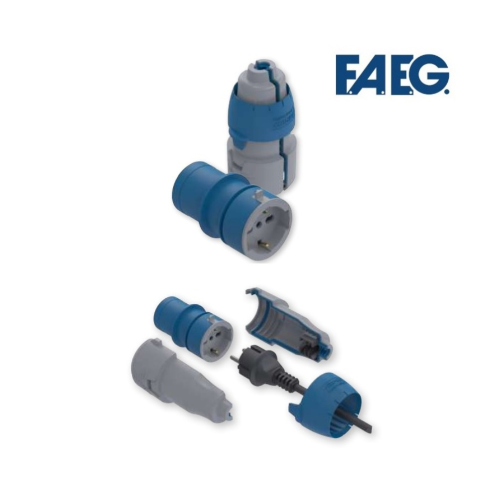 Kit matrioska faeg adattatore da schuko a industriale 250v 2p+t 250v ip44