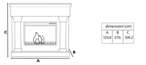 Caminetto elettrico VARMA BIANCO TEMPO STYLE con cornice di legno effetto fuoco 1.500 W
