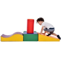 Set di 6 Grandi Blocchi da Costruzione per Giocare e Arrampicarsi con Scala e Scivolo, Adatto a Bambini in Età Prescolare e Neonati, Blocchi Morbidi e Colorati, Giallo