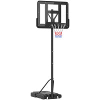Canestro Basket Altezza Regolabile 160-305cm, Base con Ruote e Struttura in Acciaio, Tabellone in PVC Trasparente
