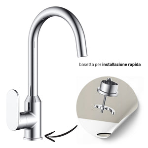Miscelatore monocomando lavello cucina canna orientabile sofia installazione rapida *** finitura- cromo lucido, confe...