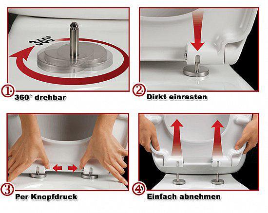 Sedile wc copriwater in plastica bianca con abbassamento automatico e fissaggio rapido 19_0000677