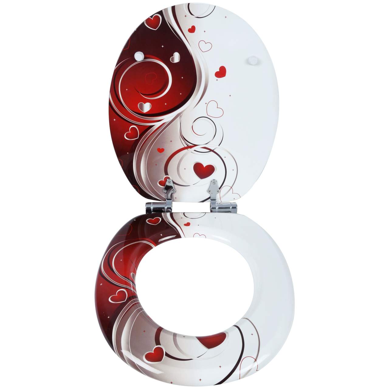 Robusto sedile WC in legno con cerniera a chiusura rallentata per bagno bianco e rosso 19_0000726