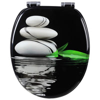 Copriwater in MDF con chiusura rallentata decoro ciottoli grigio nero 19_0000745