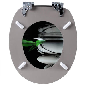 Copriwater in MDF con chiusura rallentata decoro ciottoli grigio nero 19_0000745