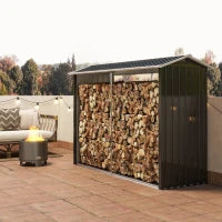 Legnaia con Struttura in Acciaio Galvanizzato e Base rialzata, 240x 86x160cm, Nero