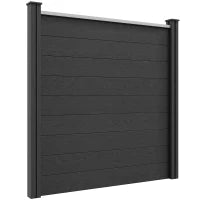 Recinzione da Giardino Oscurante in WPC Legno Composito e Alluminio da Esterno con Piedi, Modulabile, 186L x 187H cm, grigio