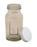 Barattolo Tall con Coperchio Vetro Riciclato Fumo Cm Ø 6.5X13.5(Made In Spain)