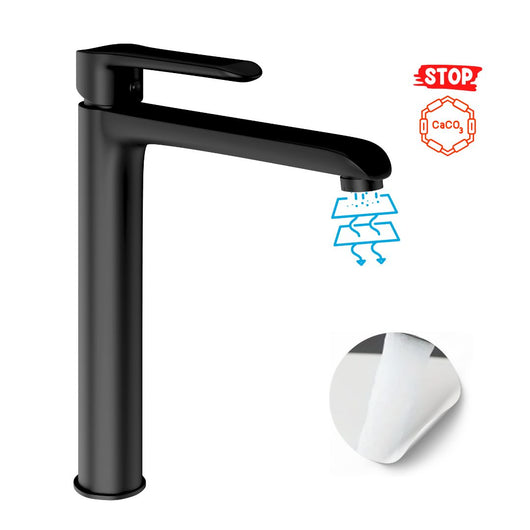 Miscelatore rubinetto puma per lavabo con bocca alta in ottone nero opaco bagno *** confezione 1