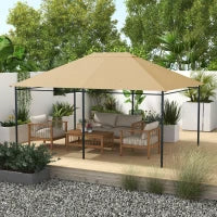 Telo di Ricambio per Padiglione Gazebo in Poliestere ad Alta Densità 180 g/m² Anti-UV 3 x 4 m, Kaki