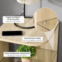 Tavolino da Salotto Moderno e Multiuso in Legno e Vetro per Soggiorno o Camera, 40x40x56cm