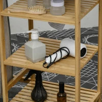 Cestino Portabiancheria in Bambù e Poliestere con Asse da Stiro e Ripiano a 3 Livelli, 113x34x82 cm