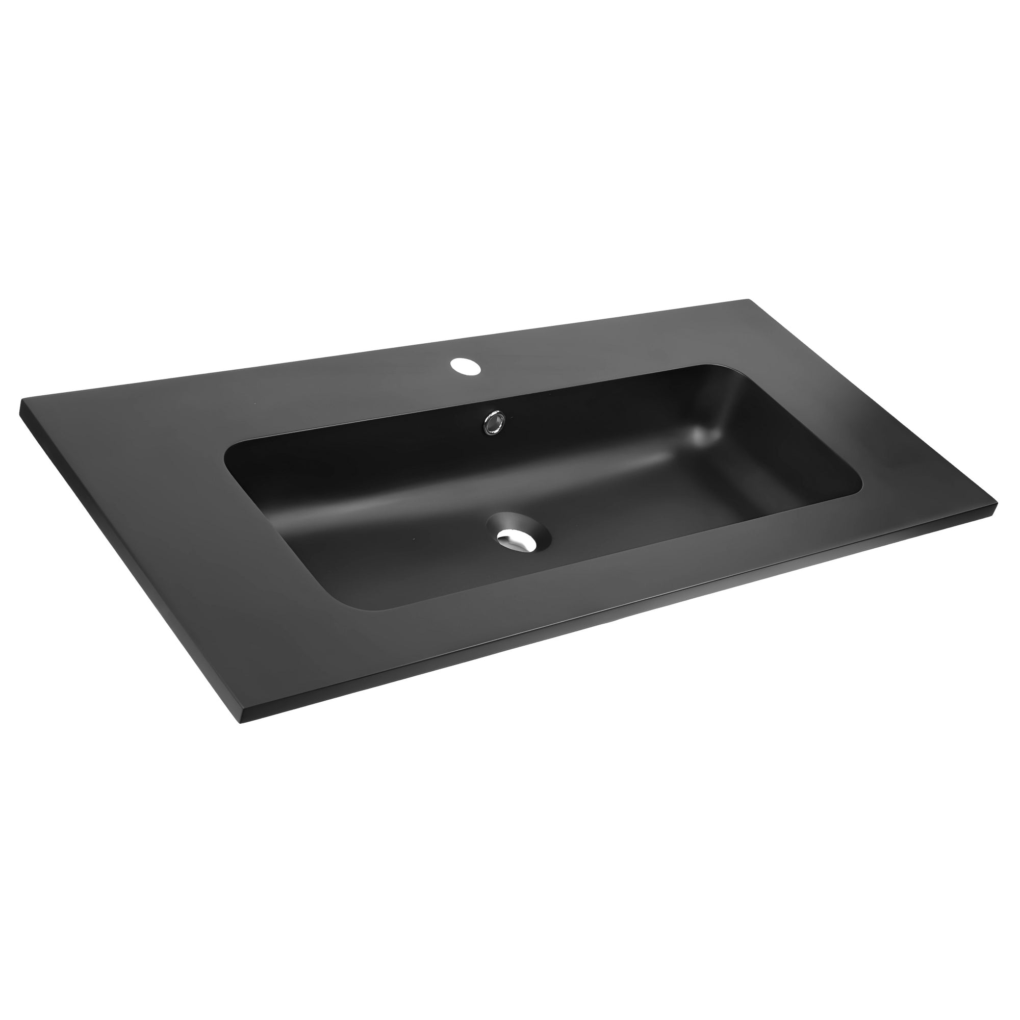 Lavabo ad incasso mineral marmo colore nero opaco mobile composizione bagno *** misure 101x46 cm, confezione 1
