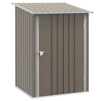 Casetta Porta Attrezzi 0.92m² in Acciaio Zincato con Tetto Inclinato e Serratura, 100x103x160 cm, Marrone