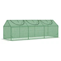 Mini Serra da Giardino con 3 Finestre Avvolgibili e Copertura PE Anti-UV, 180x60x60cm, Verde