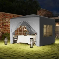 Gazebo da Giardino 3x3m Pieghevole con Altezza Regolabile, Protezione UPF50+ e Borsa, Grigio Chiaro