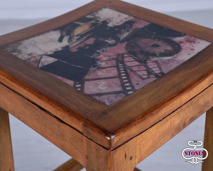 collezione hollywood - Sgabello in legno marrone - Set da 1 pz