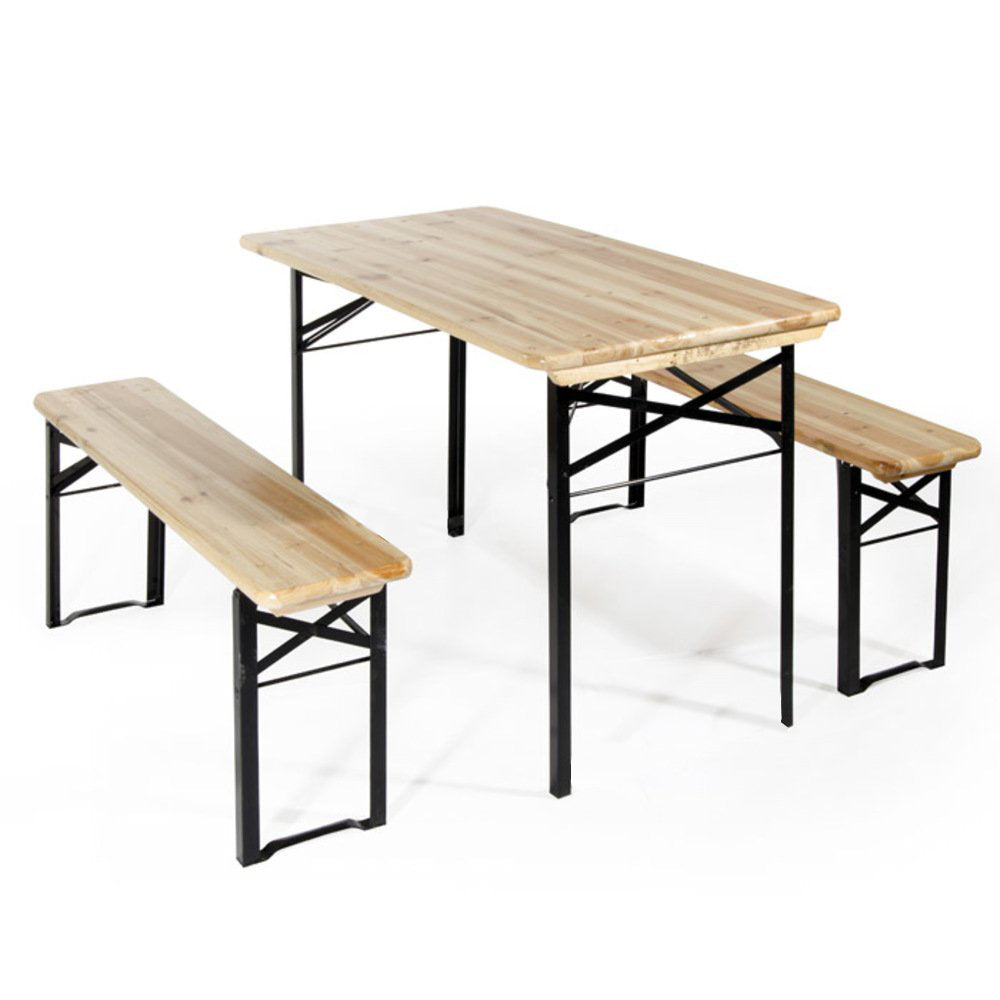 Set birreria con tavolo e due panche in legno 117x57