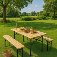 Set birreria con tavolo e due panche in legno 117x57