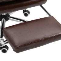 Sedia da Ufficio Ergonomica Presidenziale in Finta Pelle, Poltrona da Ufficio Girevole con Altezza Regolabile, Reclinabile 135° e Poggiapiedi Estraibile per Studio e Scrivania, Marrone