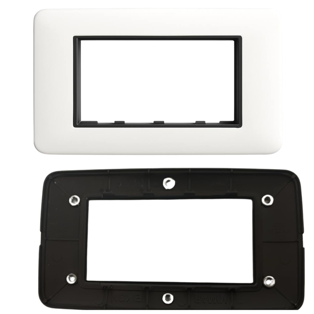 Vimar eikon round placca in metallo bianco antico elegante *** numero posti 4 posti, confezione 1