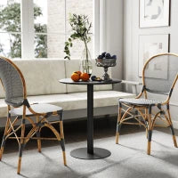 Tavolo da Cucina Rotondo per 2 Persone dal Design Moderno in Acciaio, Ø60x72 cm, Nero