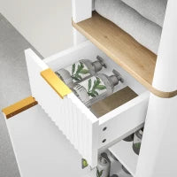 Armadio da bagno mobile colonna bagno con 3 ripiani aperti, cassetto e 2 ripiani regolabili 33 x 30 x 170 cm bianco