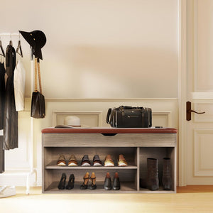 Cassapanca con scarpiera color legno scuro