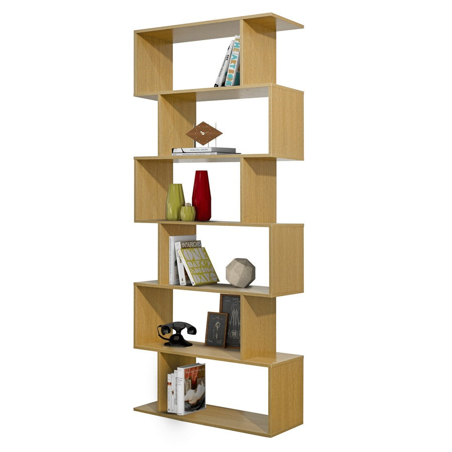 Libreria Zago a 6 vani in rovere naturale 80x192 cm