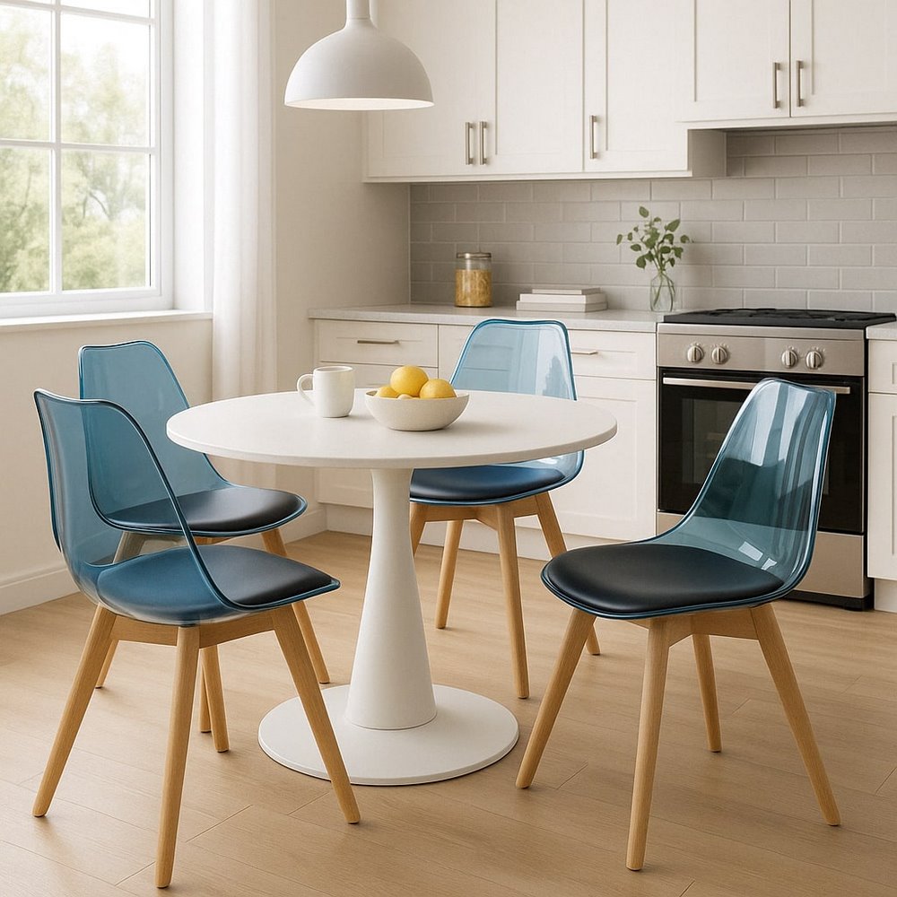 Sedie da pranzo design trasparente blu - Linda