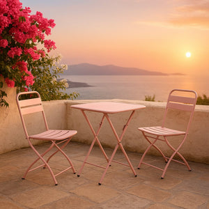 Set tavolino e sedie da balcone pieghevoli salsa rosa Mia