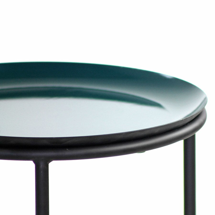 Set tavolino da caffè tondo rosa e verdone in metallo 40x45 e 30x40 cm