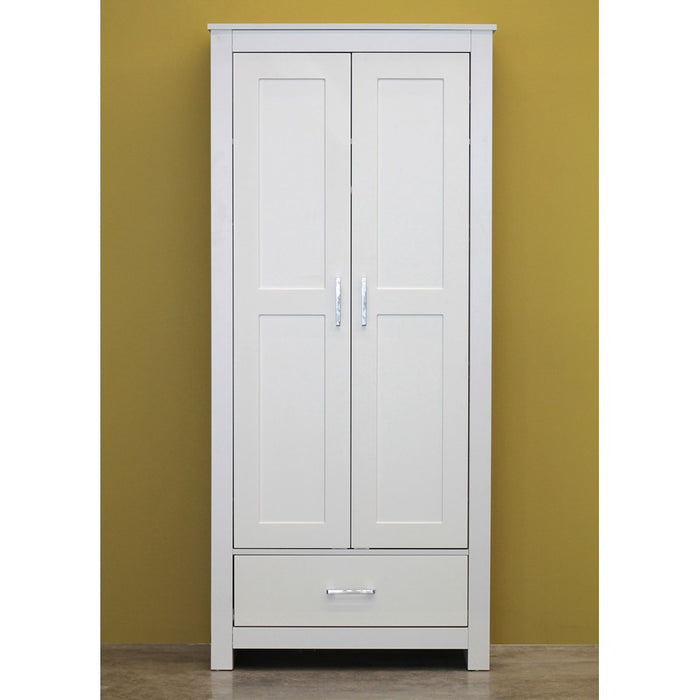 Armadio in legno grigio 2 ante e 1 cassetto 80x180x50 cm