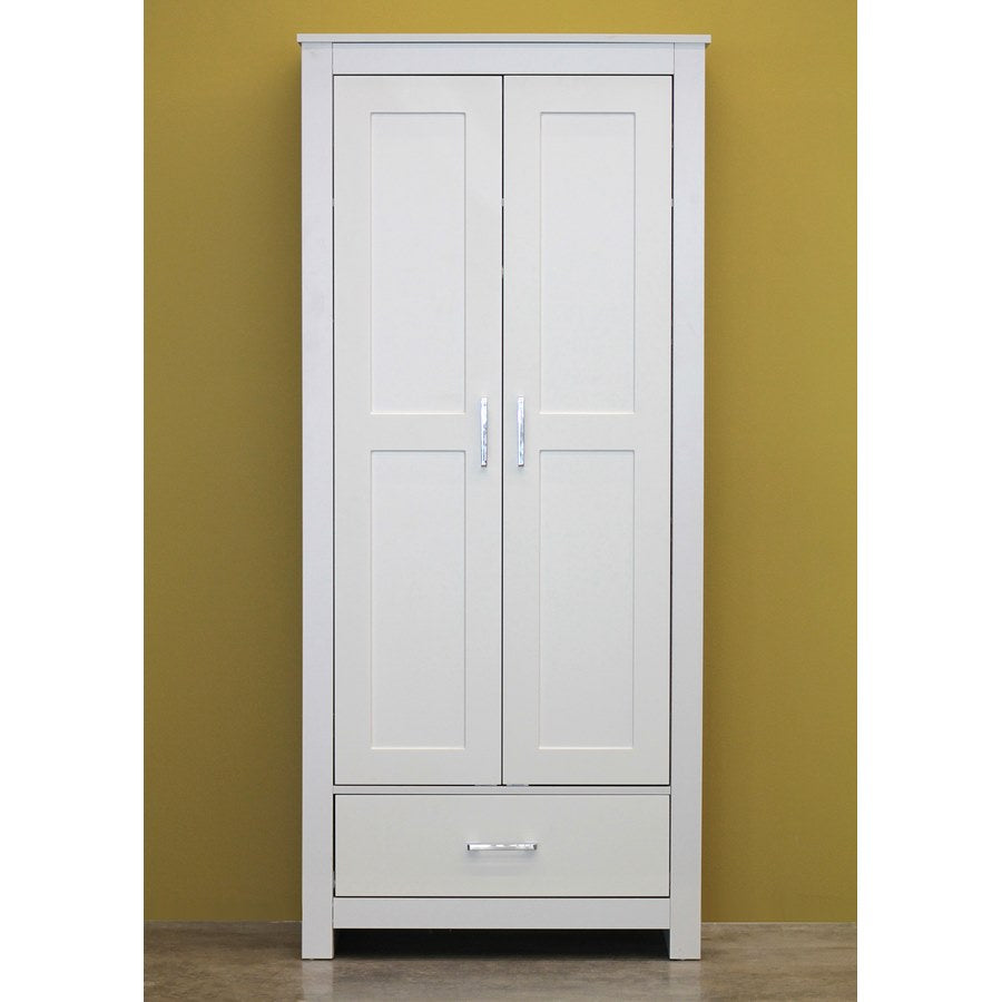 Armadio in legno grigio 2 ante e 1 cassetto 80x180x50 cm