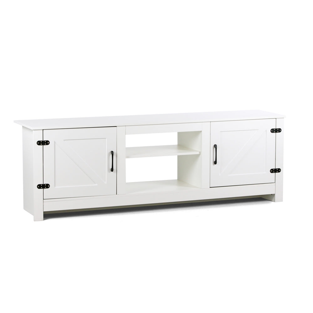 Mobile TV in legno bianco con 2 ante e 2 ripiani 180x42x60 cm