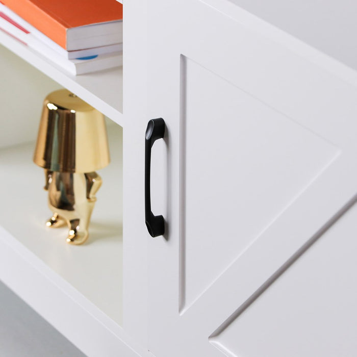 Mobile TV in legno bianco con 2 ante e 2 ripiani 180x42x60 cm