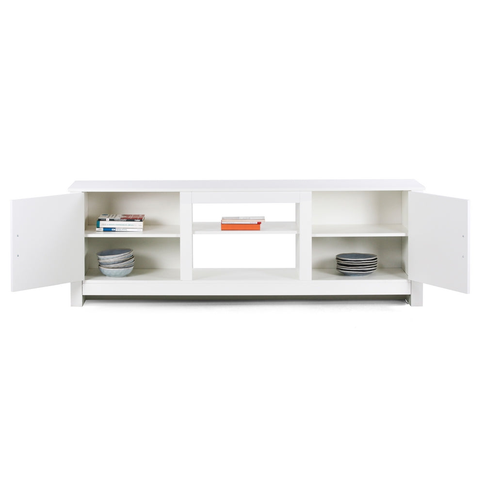 Mobile TV in legno bianco con 2 ante e 2 ripiani 180x42x60 cm